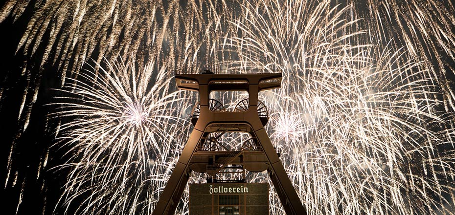 Feuerwerk am Weltkulturerbe Zollverein